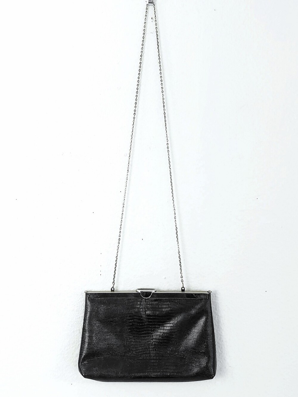 Vintage ETRA Convertible Leather Clutch Crossbody 60's Snakeskin Snake Embossed